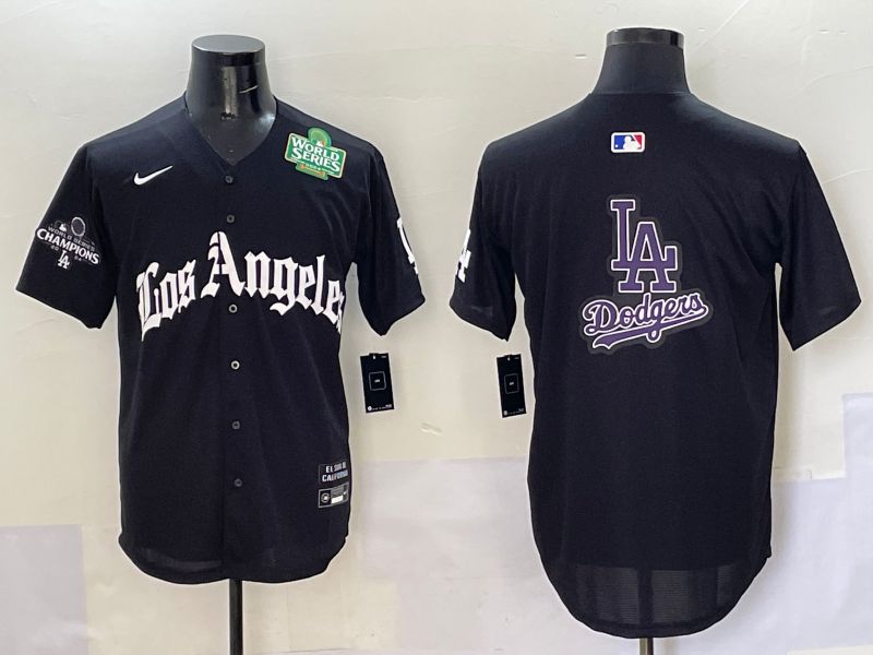 Men Los Angeles Dodgers Blank Black Five generations Joint Name 2025 Nike MLB Jersey style 75